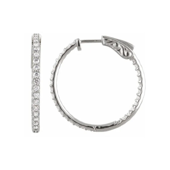 Rhodium-Plated Sterling Silver Hoop Earrings - 650183SS - Image 3