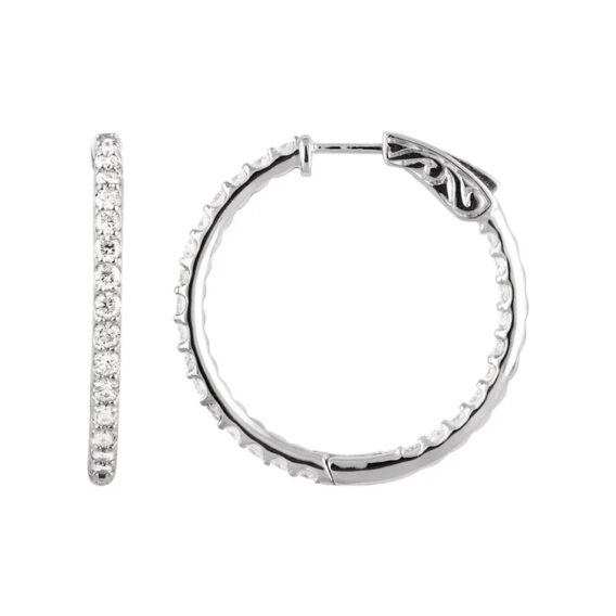 Rhodium-Plated Sterling Silver Hoop Earrings - 650183SS - Image 4