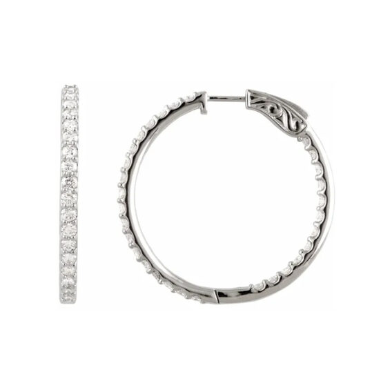 Rhodium-Plated Sterling Silver Hoop Earrings - 650183SS - Image 5