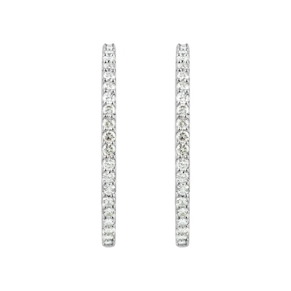 Rhodium-Plated Sterling Silver Hoop Earrings - 650183SS - Image 6
