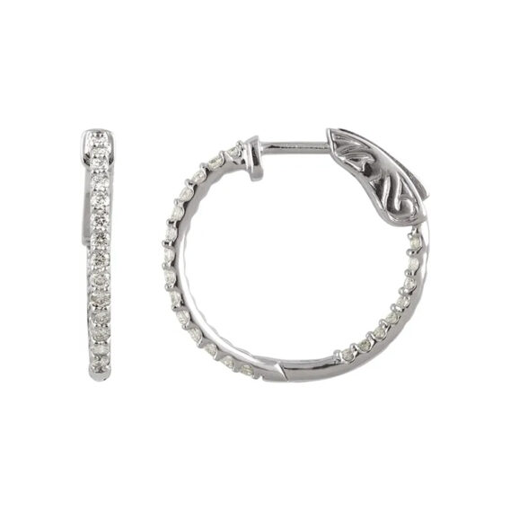 Rhodium-Plated Sterling Silver Hoop Earrings - 650183SS - Image 7