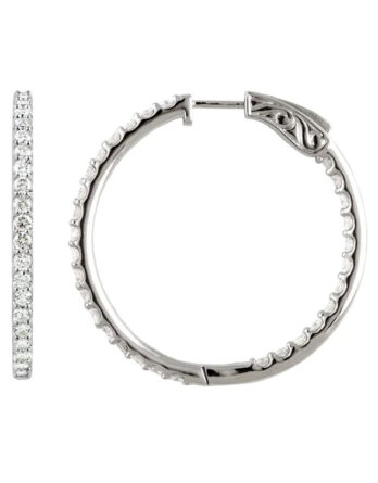 Rhodium-Plated Sterling Silver Hoop Earrings - 650183SS