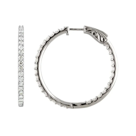 Rhodium-Plated Sterling Silver Hoop Earrings - 650183SS