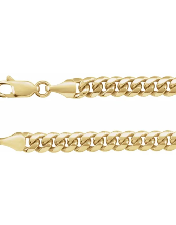 Sterling Silver 5 mm or 14 Yellow Gold 5 mm, Miami Cuban Curb Chain - CH1243