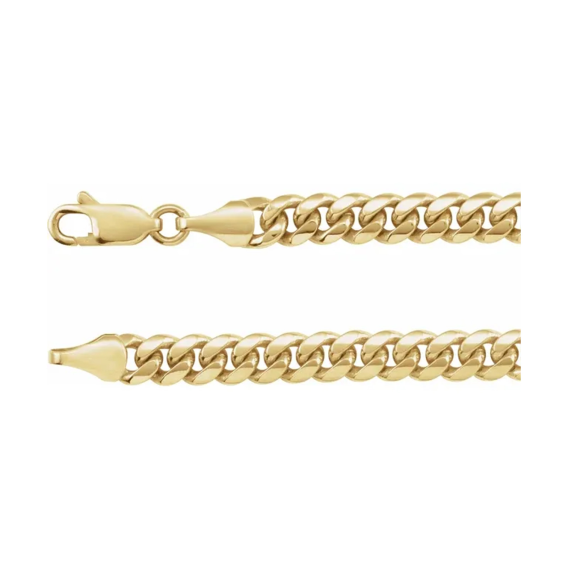 Sterling Silver 5 mm or 14 Yellow Gold 5 mm, Miami Cuban Curb Chain - CH1243
