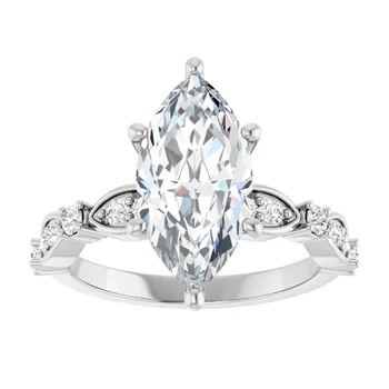 Marquise Engagement Ring with Diamond Accented Band 127476 - Image 2