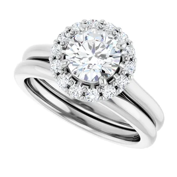 Matching Wedding Band 51747 for Round Halo Engagement Ring 123336 - Image 6