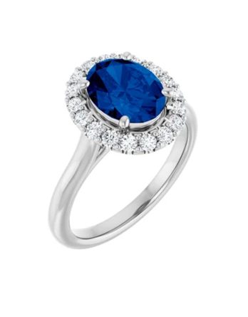 Engagement Ring - Blue Sapphire with Diamond Halo 123336