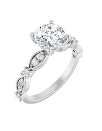Engagement Ring - Round Diamond with Diamond Accented Band 127476