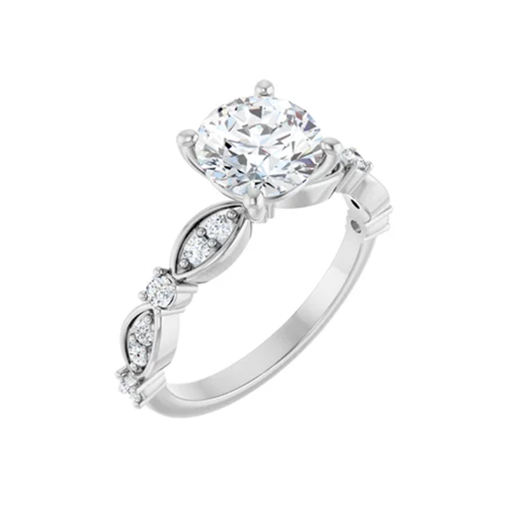 Engagement Ring - Round Diamond with Diamond Accented Band 127476