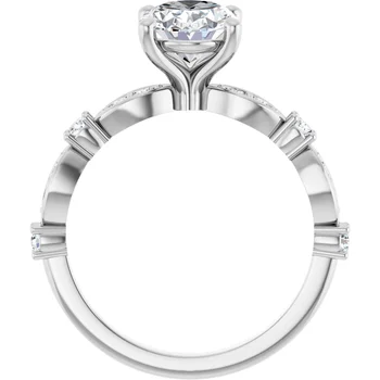 Engagement Ring Oval Diamond with Diamond Accented Band 127476 - Image 3