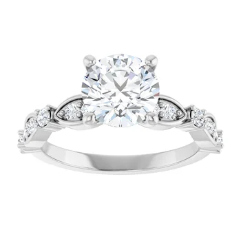 Engagement Ring - Round Diamond with Diamond Accented Band 127476 - Image 4
