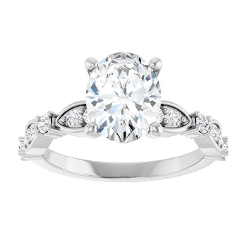 Engagement Ring Oval Diamond with Diamond Accented Band 127476 - Image 4