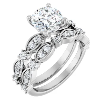 Matching Wedding Band 127477 for Round Stone Engagement Ring 127476 - Image 5