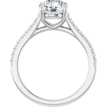 Engagement Ring, Round Lab-Grown Center & Accent Stones 127514 - Image 3