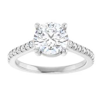 Engagement Ring, Round Lab-Grown Center & Accent Stones 127514 - Image 4