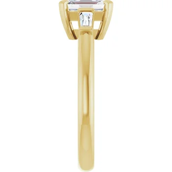 Engagement Ring Emerald Cut Diamond with Diamond Tapered Baguette 69706 - Image 4