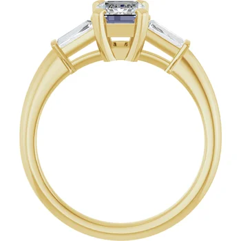 Engagement Ring Emerald Cut Diamond with Diamond Tapered Baguette 69706 - Image 3