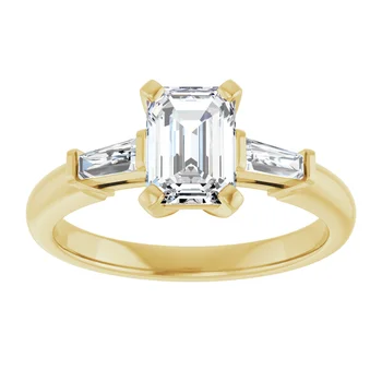 Engagement Ring Emerald Cut Diamond with Diamond Tapered Baguette 69706 - Image 2