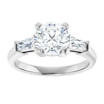 Engagement Ring Round Stone with Tapered Baguette 69706 - Image 3
