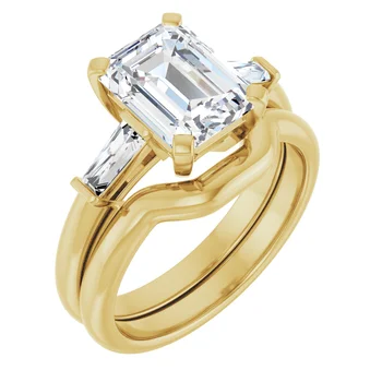 Matching Wedding Band 51230 for Emerald Engagement Ring 69706 - Image 6