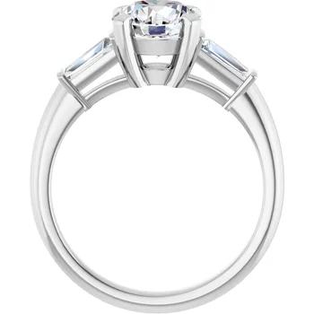 Engagement Ring Round Stone with Tapered Baguette 69706 - Image 2
