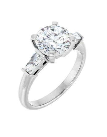 Engagement Ring Round Stone with Tapered Baguette 69706