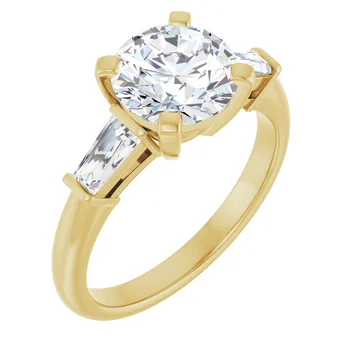 Engagement Ring Round Stone with Tapered Baguette 69706 - Image 6